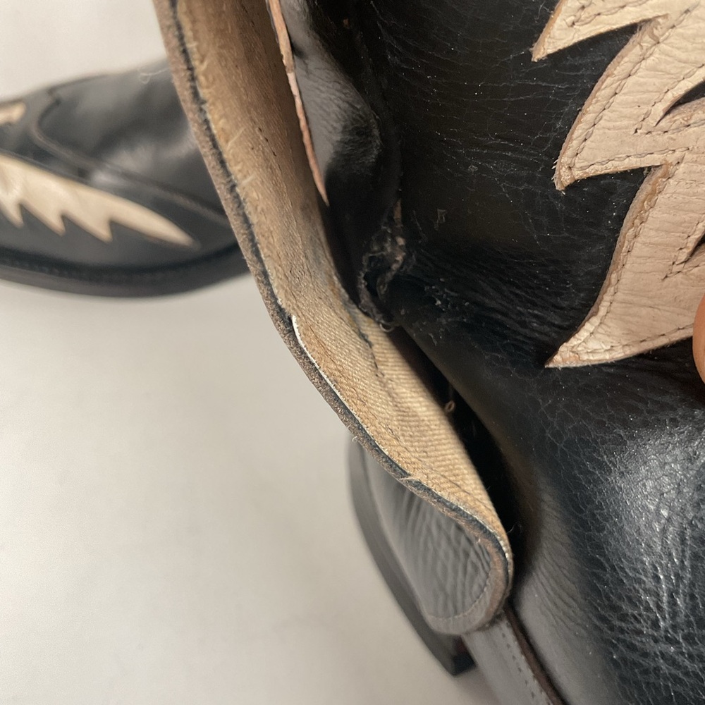 Vintage Thunderbird Cowboy Boots | Tooled Inlays | Mule Ear | 1960s | Men’s 9 - Picture 15 of 16